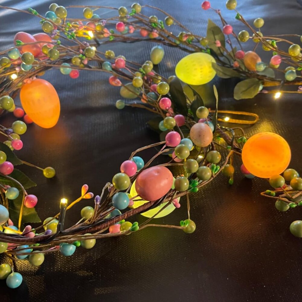 6 FT Easter Egg Garland, 20 LED Battery Operated Lighted Garland